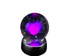 ByGufi Kişiye Özel Hediyelik Cam Küre – Kalp Figürlü | Dekoratif ve Gece Lambası