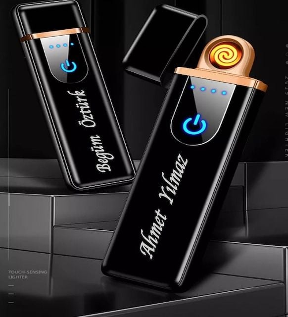 Kişiye Özel İsimli Dokunmatik Elektirikl Şarjlı Çakmak