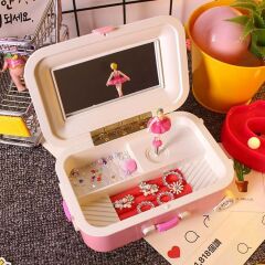 ByGufi Bavul Tasarımlı Müzikli Balerin Takı Kutusu – Dans Eden Balerinli Minyatür Valiz