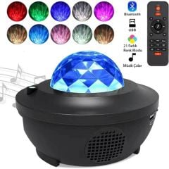 ByGufi Galaksi Projektör Gece Lambası – Yatak Odası, Bluetooth, 10 Renkli, Uzaktan Kumandalı, Çocuk ve Yetişkinler İçin, Romantik ve Dinamik Işık Efekti, Başucu Lambası ve Dekoratif