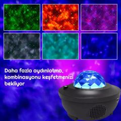 ByGufi Galaksi Projektör Gece Lambası – Yatak Odası, Bluetooth, 10 Renkli, Uzaktan Kumandalı, Çocuk ve Yetişkinler İçin, Romantik ve Dinamik Işık Efekti, Başucu Lambası ve Dekoratif