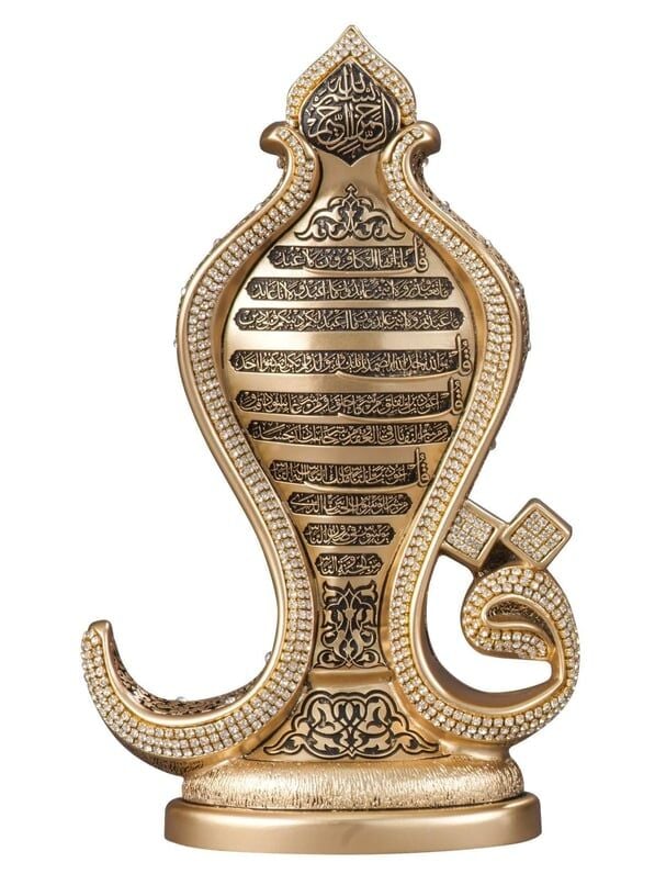 ByGufi Zarif Dört Kûl Boytu (Orta Boy | Sarı & Gümüş, Kristal Taşlı, Polyester, Dekoratif Hediye