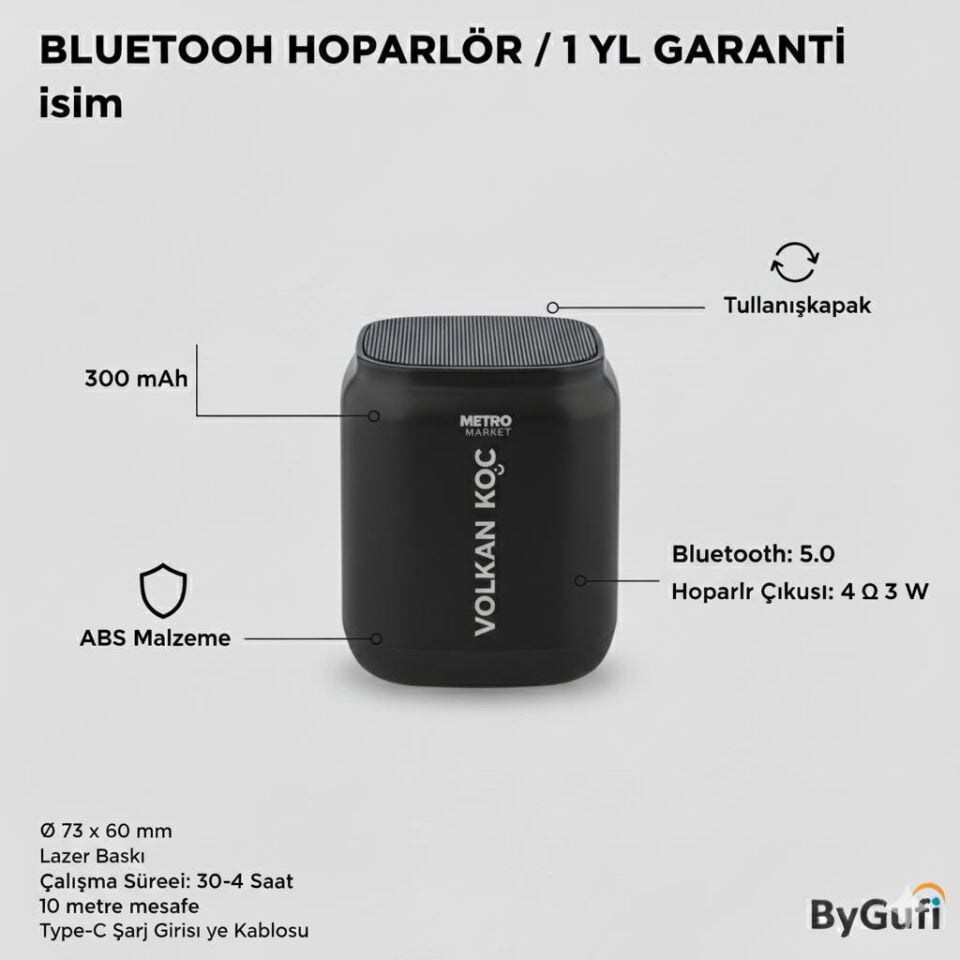ByGufi İsme Özel Hediye Bluetooth Hoparlör