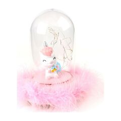 ByGufi Hediyelik Pembiş Unicorn Işıklı Fanus | Dekoratif, Gece Lambası, Sihirli Küre