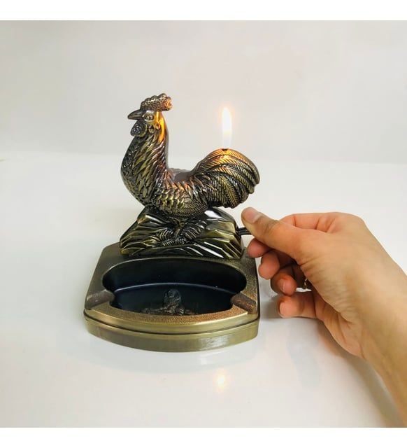 Kişiye Özel Metal Çakmaklı Masa Küllüğü - HOROZ