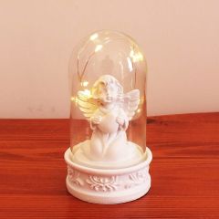 ByGufi Masum Melek Işıklı Fanus | Hediyelik Dekoratif Lamba, Romantik ve Şık Hediye