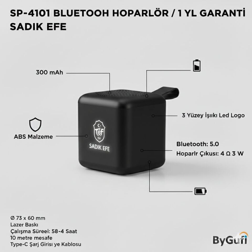 ByGufi İsme Özel Hediye Bluetooth Hoparlör