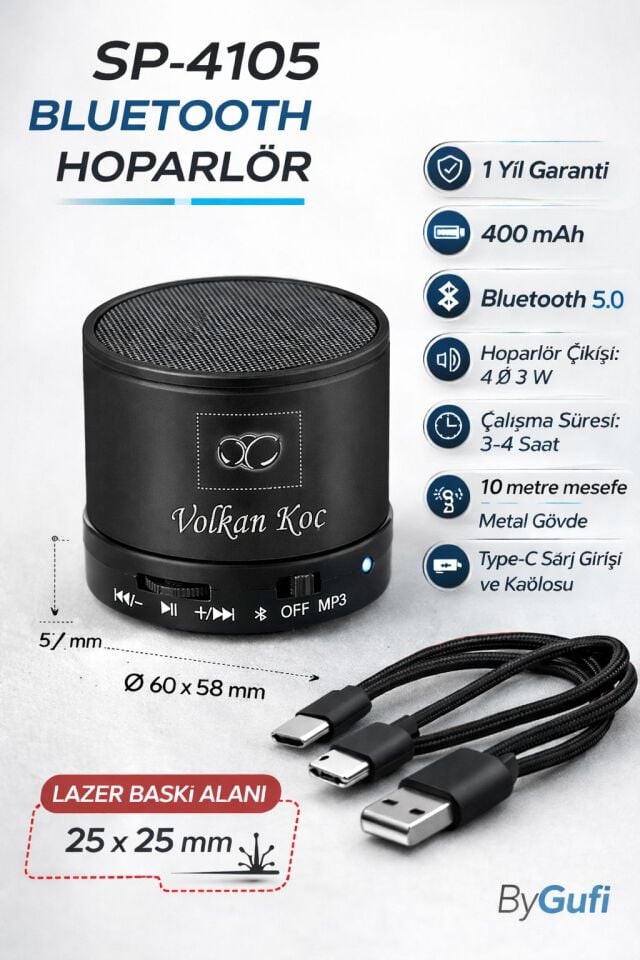 ByGufi Kişiye Özel Hediye Bluetooth Hoparlör