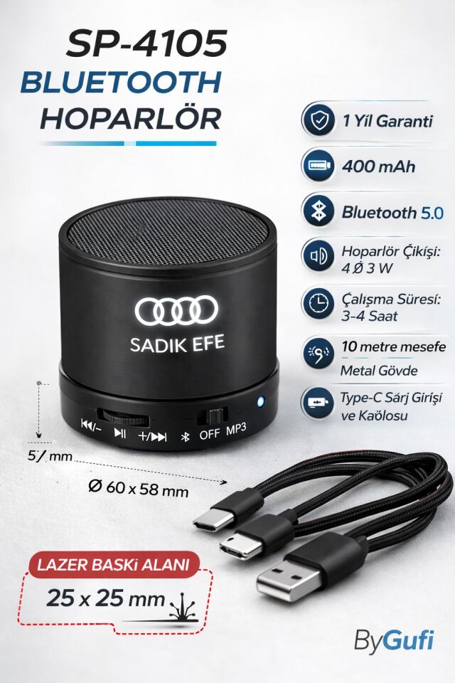 ByGufi Kişiye Özel Hediye Bluetooth Hoparlör