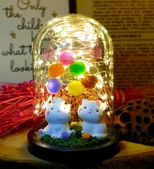 ByGufi Best Friends Cat Işıklı Teraryum – Sevimli Kediler, LED Işıklı, Dekoratif, Hediyelik, Özel Tasarım