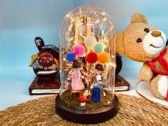 ByGufi Sevgili Çift Işıklı Büyük Boy Fanus – LED Işıklı, Dekoratif, Hediyelik, Özel Tasarım