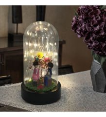 ByGufi Sevgili Çift Işıklı Büyük Boy Fanus – LED Işıklı, Dekoratif, Hediyelik, Özel Tasarım