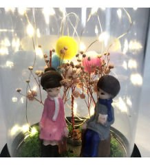 ByGufi Sevgili Çift Işıklı Büyük Boy Fanus – LED Işıklı, Dekoratif, Hediyelik, Özel Tasarım