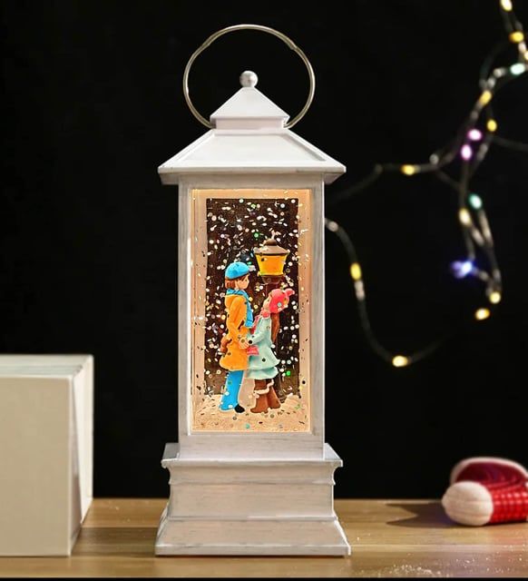 ByGufi Kişiye Özel Sokak Lambası Romantik Aşıklar Işıklı Sim Kar Küresi | Hediye