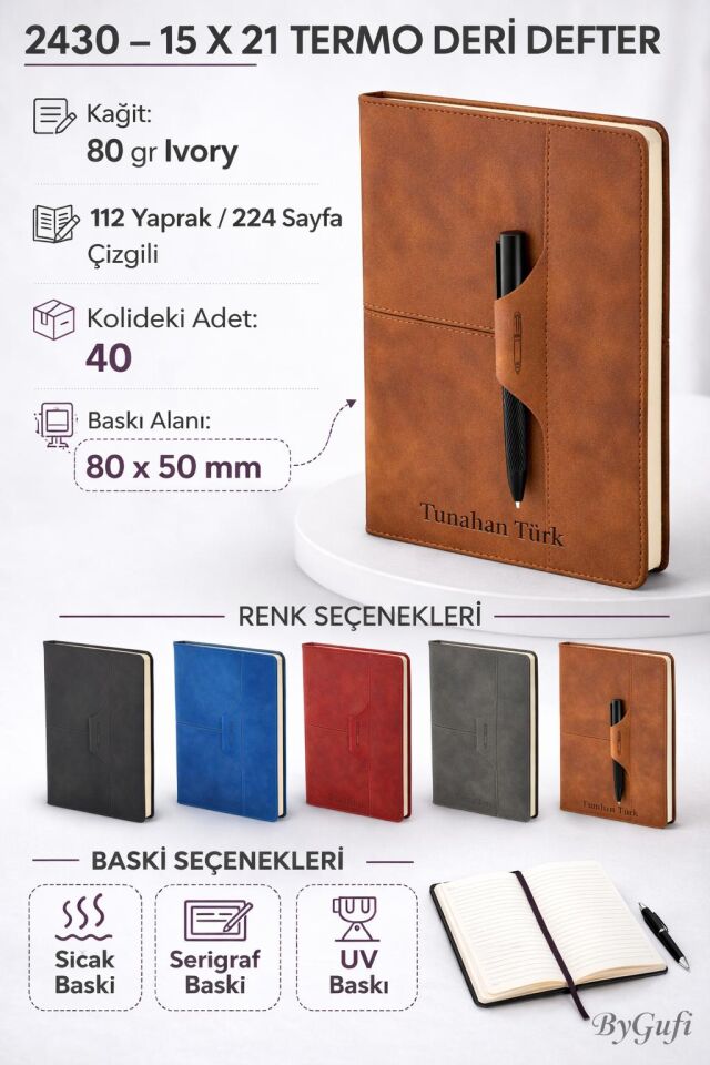 ByGufi İsme Özel Hediye Deri Defter