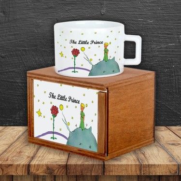 ByGufi Hediyelik Küçük Prens Kutulu Kupa | Ahşap Kutulu, Canlı Baskı, Porselen Kupa