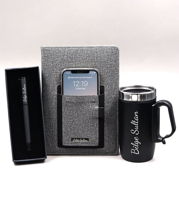 ByGufi Kişiye Özel Termos-Cepli Defter-Kalem Hediye Seti