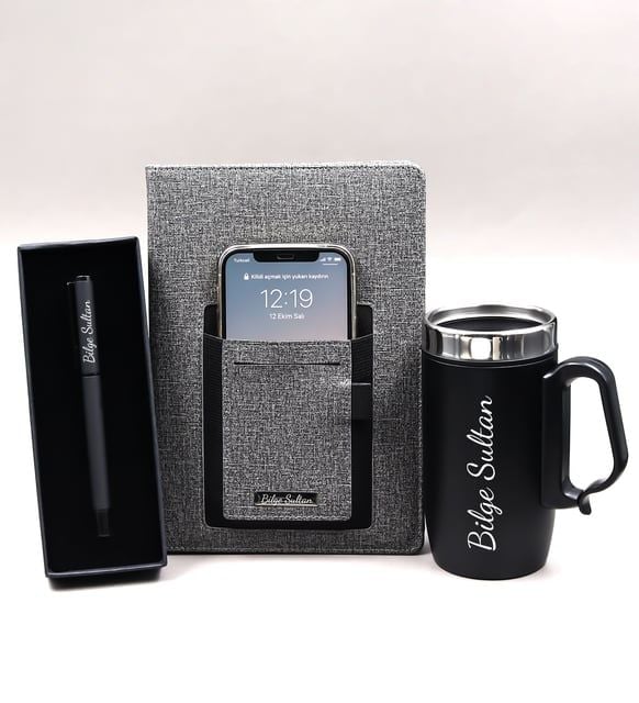 ByGufi Kişiye Özel Termos-Cepli Defter-Kalem Hediye Seti