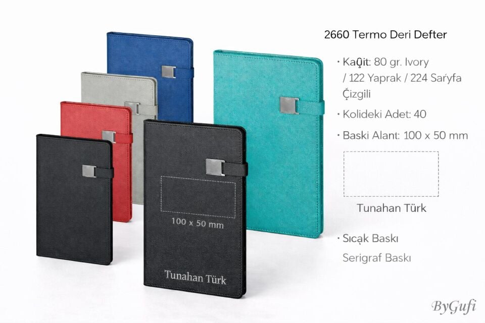 ByGufi 2660 Kişiye Özel 15x21 cm Termo Deri Defter / Ajanda – İsim Baskılı
