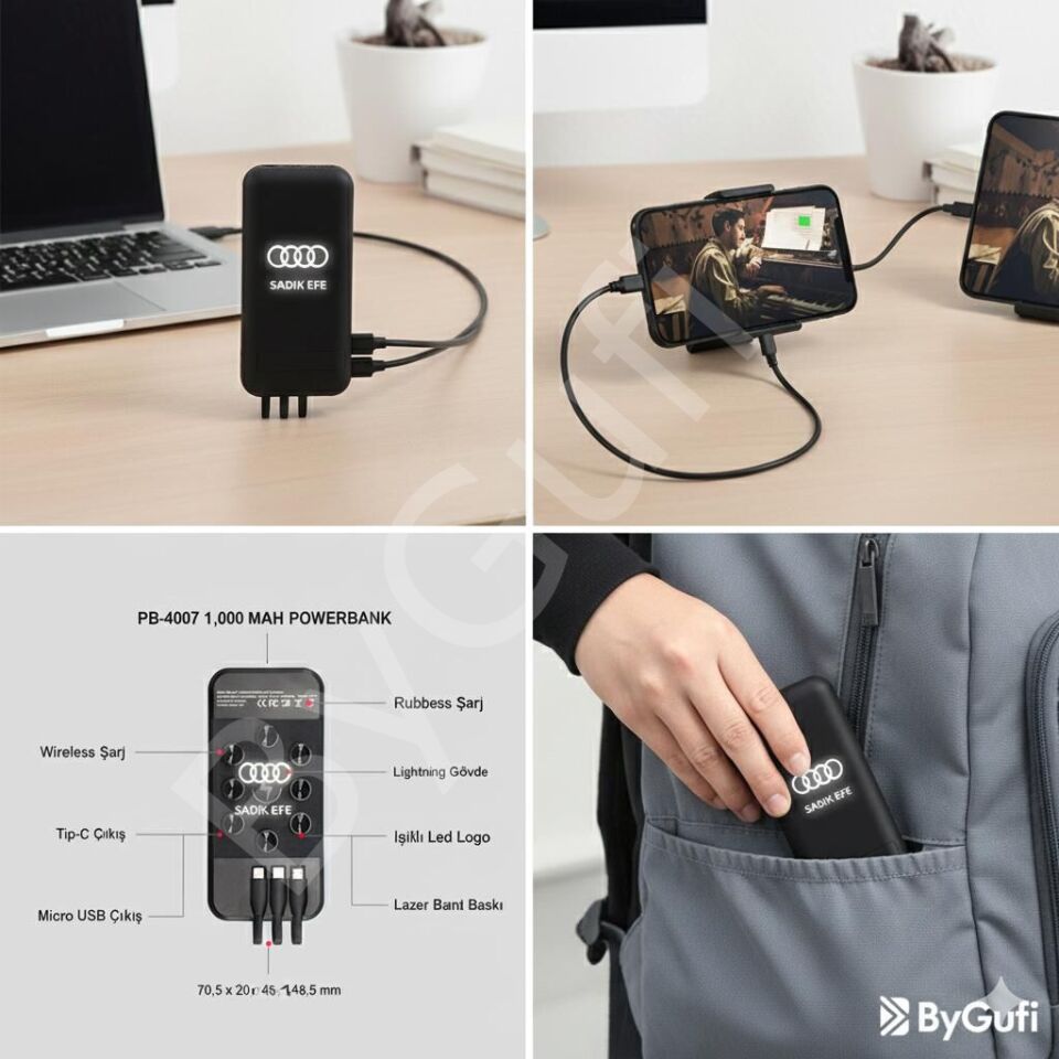 ByGufi Kişiye Özel Hediye 10.000 mAh Powerbank