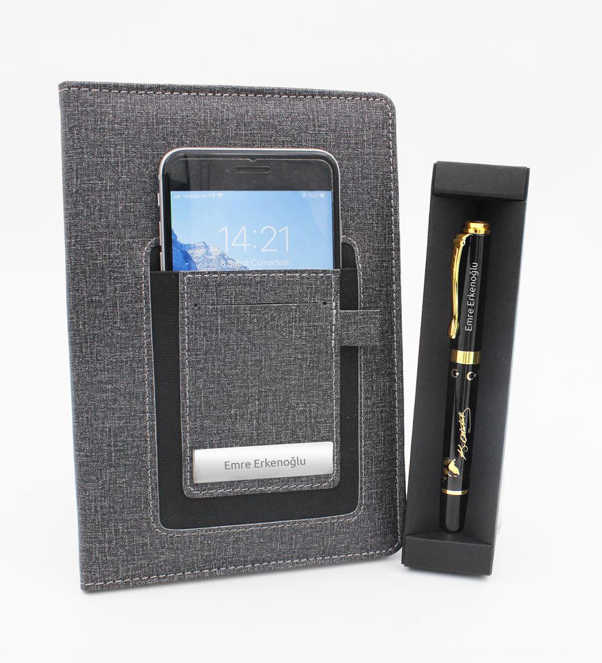 ByGufi İsme Özel Cepli Defter- Ata Kalem Hediye Seti