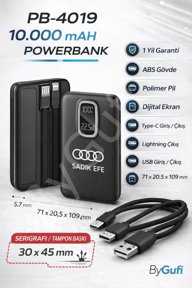 ByGufi Kişiye Özel Hediye 10.000 mAh Powerbank