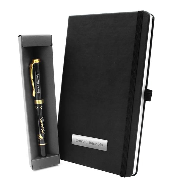 Kişiye Özel Defter & Kabartma Atatürk Roller Kalem Hediye Seti