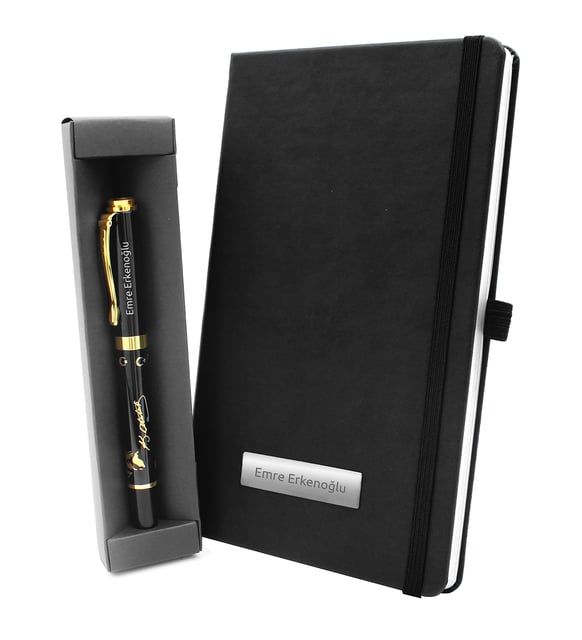 ByGufi İsme Özel Defter - Kabartma Ata Kalem Hediye Seti