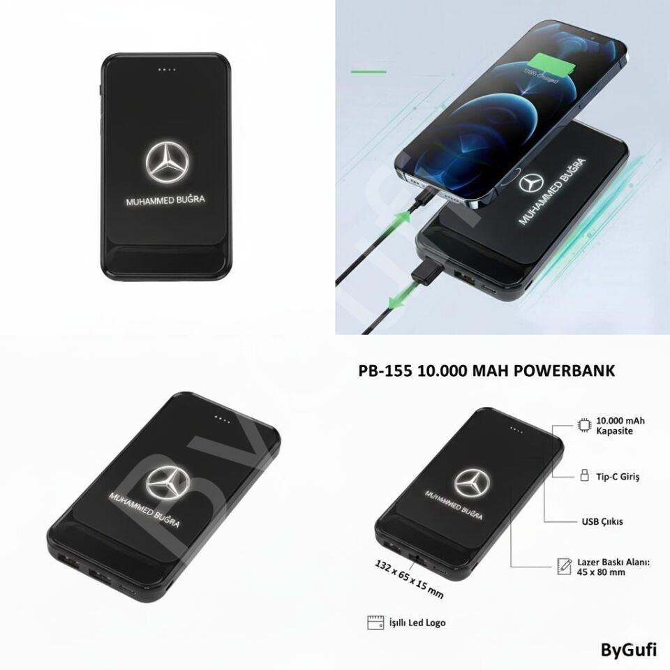 ByGufi Kişiye Özel Hediye 10.000 mAh Powerbank