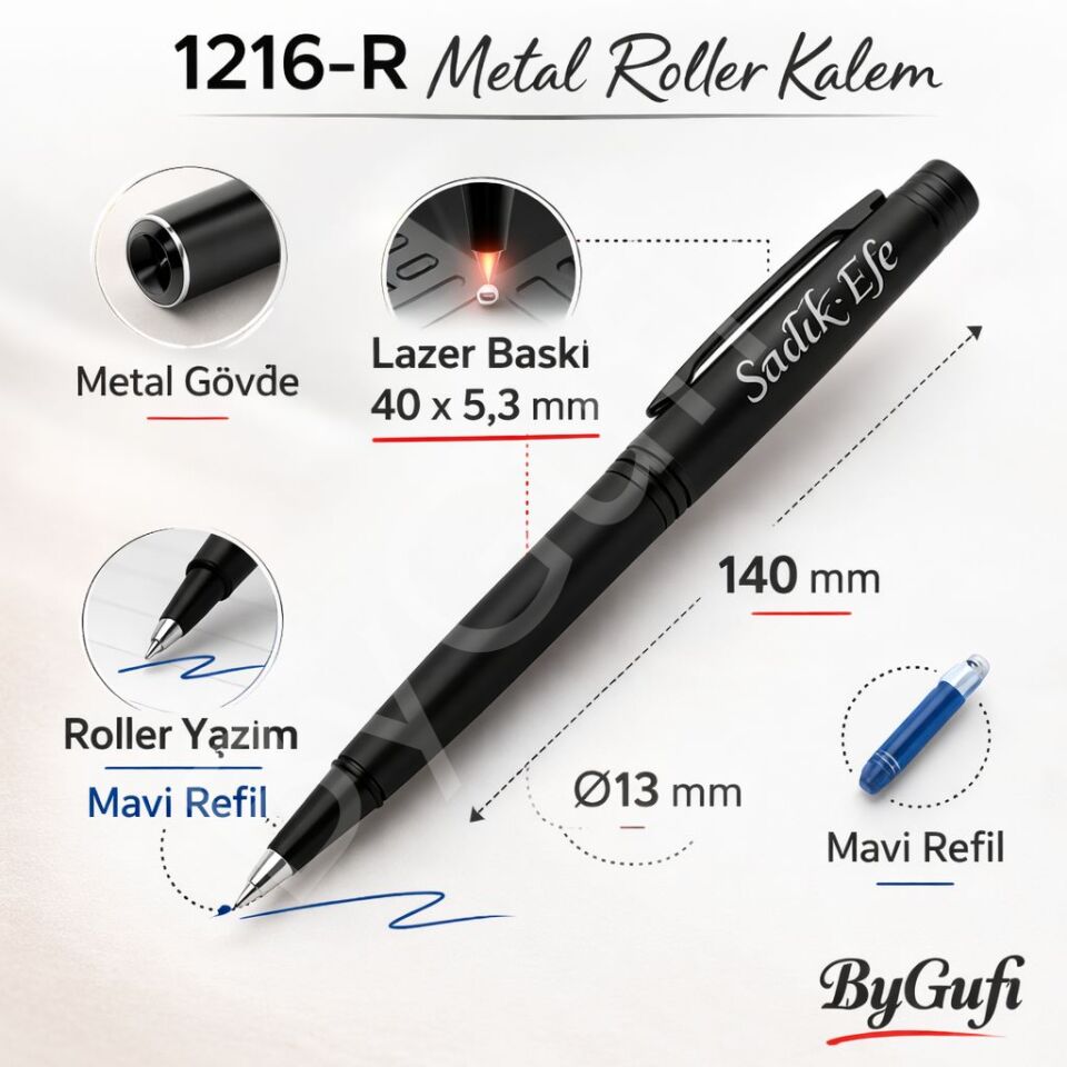 ByGufi Kişiye Özel Hediye Metal Roller Kalem 1216