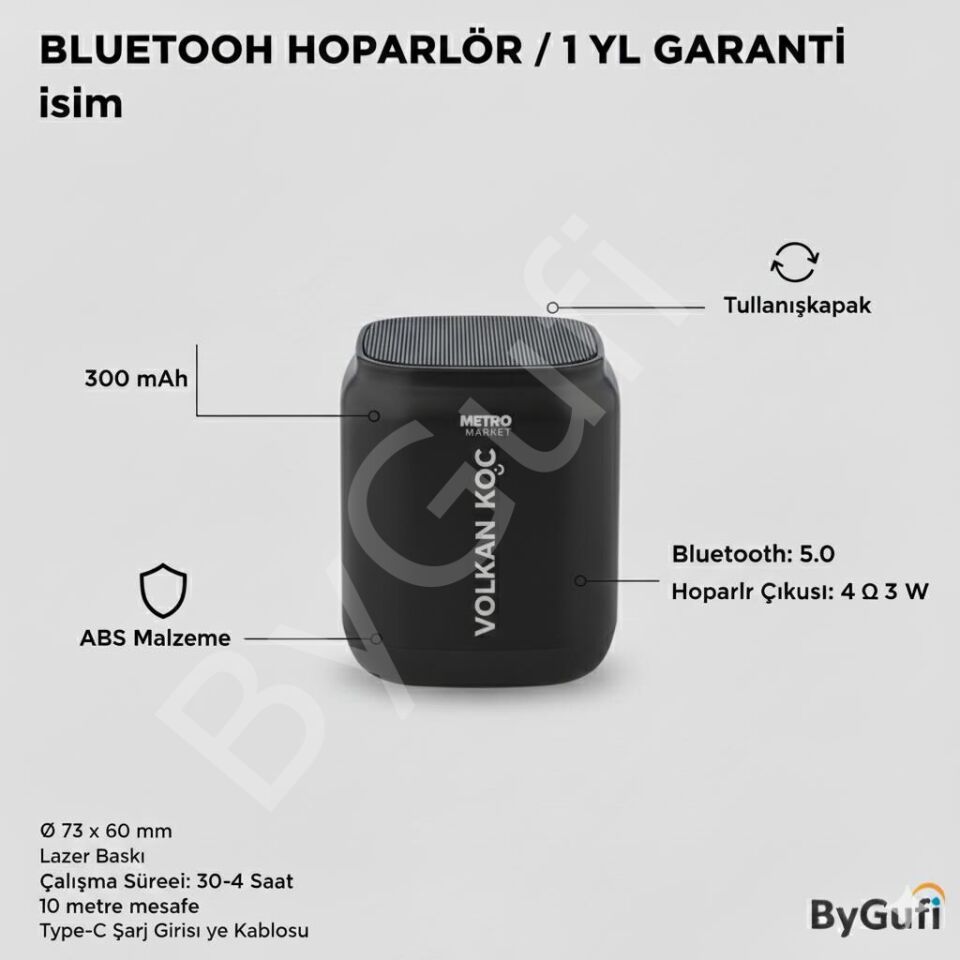 ByGufi İsme Özel Hediye Bluetooth Hoparlör
