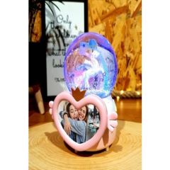 ⭐ BYGUFI – KİŞİYE ÖZEL FOTO ÇERÇEVELİ UNICORN KAR KÜRESİ VE MÜZİK KUTUSU (BÜYÜK BOY 2 – KALP ÇERÇEVE)