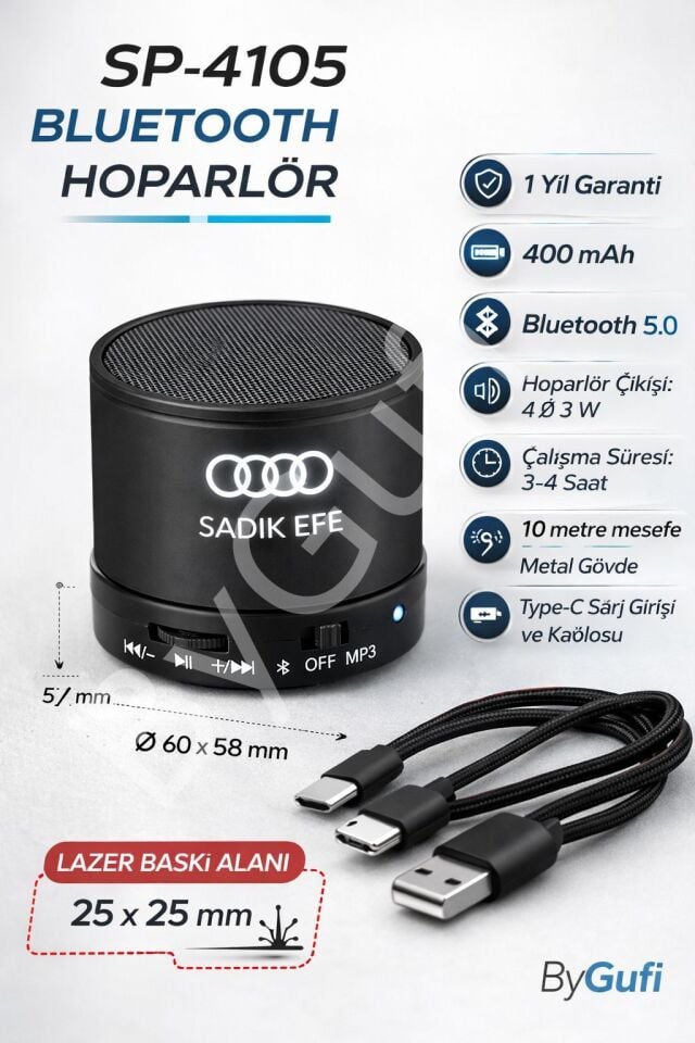 ByGufi Kişiye Özel Hediye Bluetooth Hoparlör