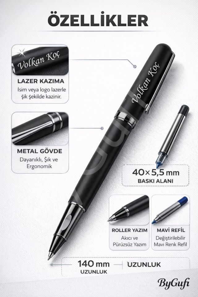 ByGufi Kişiye Özel Hediye Metal Roller Kalem 1253