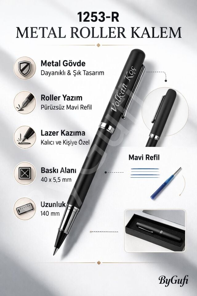 ByGufi Kişiye Özel Hediye Metal Roller Kalem 1253