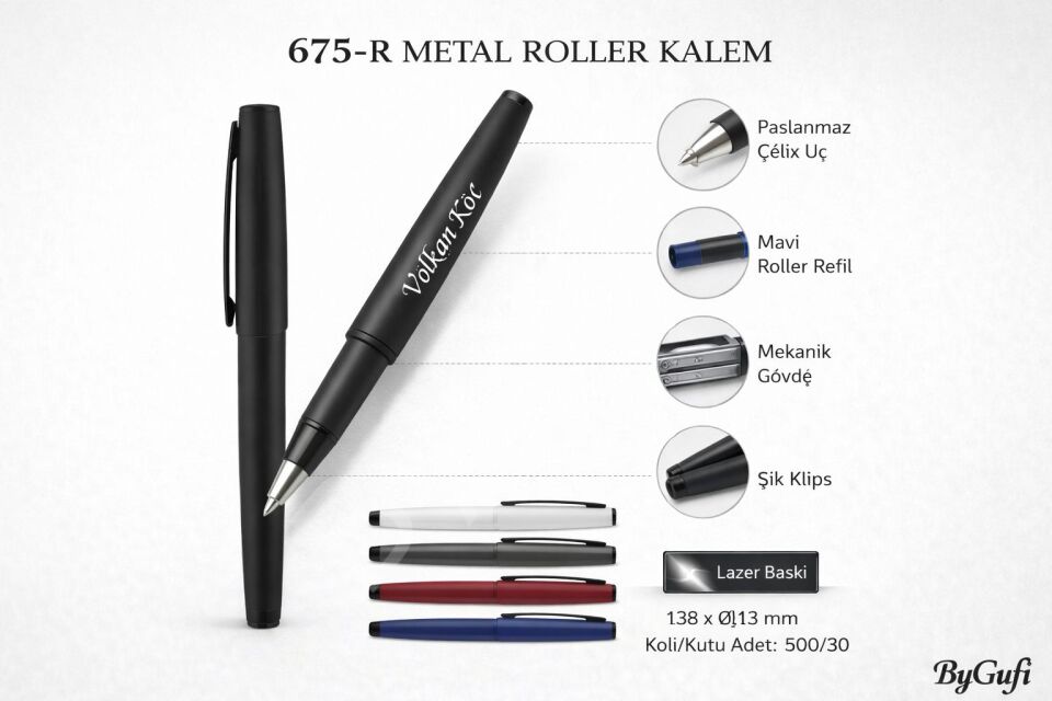 ByGufi Kişiye Özel Hediye Metal Roller Kalem 675