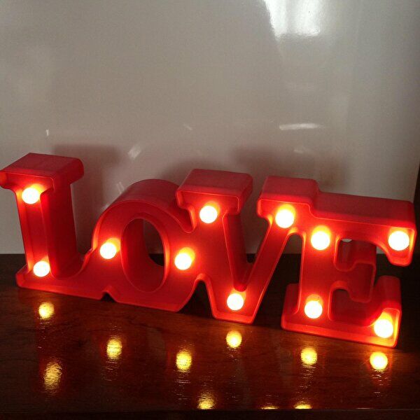Love Işıklı Dekoratif Led Lamba Kırmızı