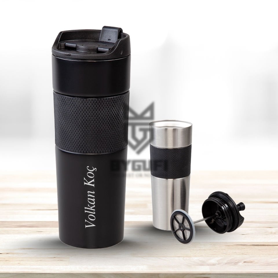 KİŞİYE ÖZEL 5312 FRENCH PRESS ÇELİK TERMOS / 450 ML
