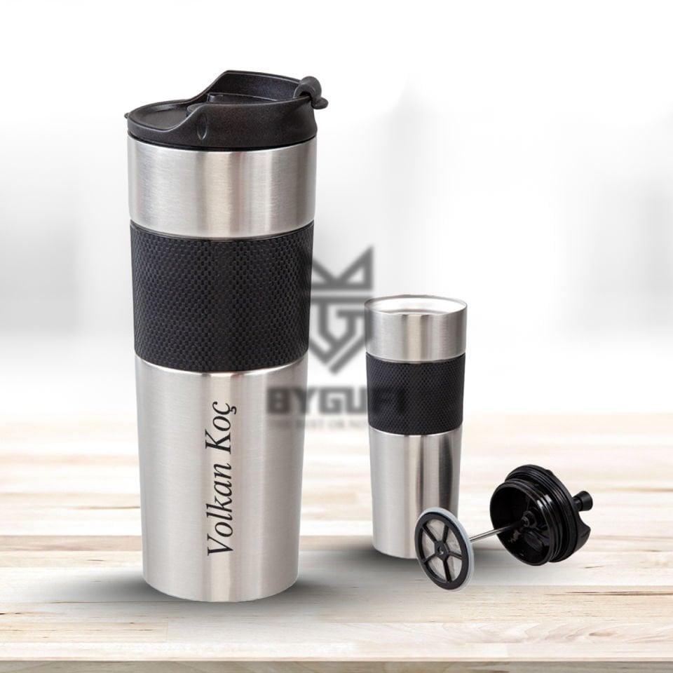 KİŞİYE ÖZEL 5312 FRENCH PRESS ÇELİK TERMOS / 450 ML