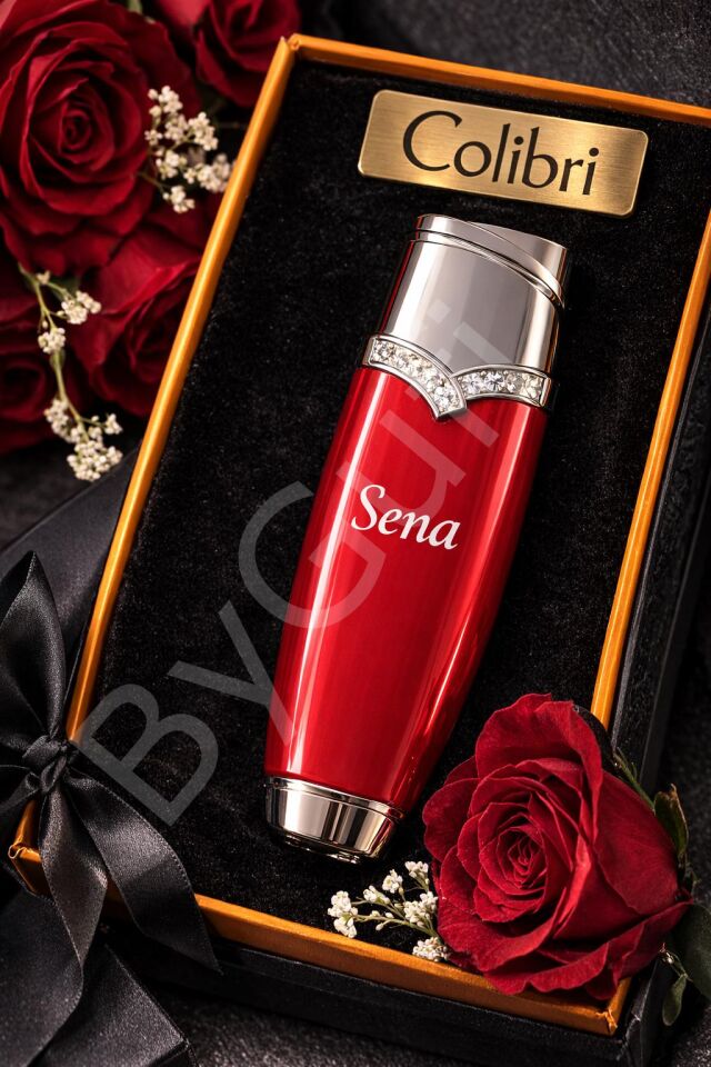 ByGufi Colibri Taş Detaylı Kişiye Özel Gazlı Çakmak | Krmz