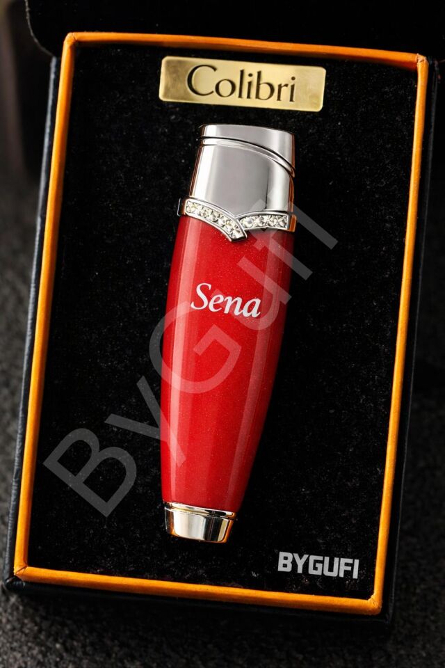 ByGufi Colibri Taş Detaylı Kişiye Özel Gazlı Çakmak | Krmz