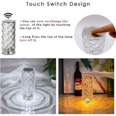 ByGufi Kişiye Özel Led Işıklı Dokunmatik Kristal Masa Lambası – 16 Renk ve 4 Mod