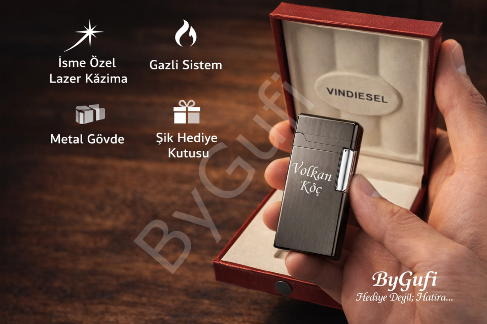 ByGufi İsme Özel Vin Diesel Metal Çakmak | Kişiye Özel Çakmak