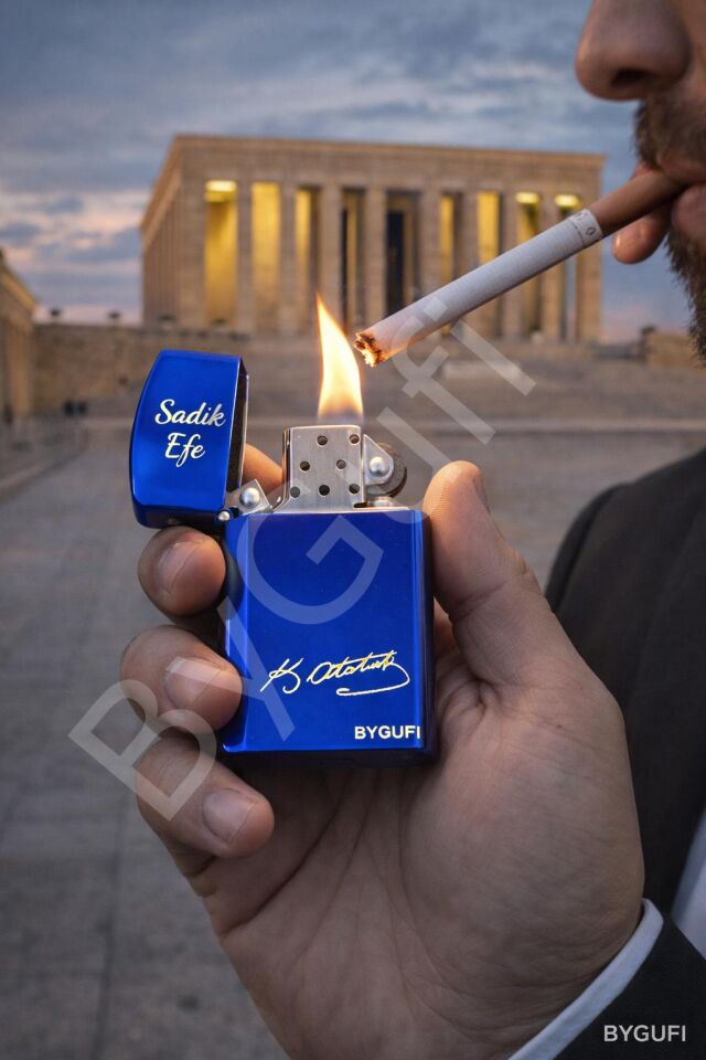 ByGufi Lotus / Ata İmzalı Benzinli Kişiye Özel Hediye Çakmak