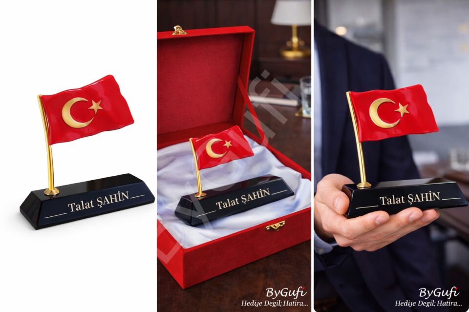 ByGufi Kişiye Özel Hediye Metal Türk Bayrağı