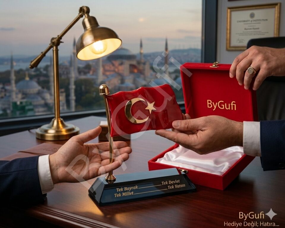 ByGufi Kişiye Özel Hediye Metal Türk Bayrağı