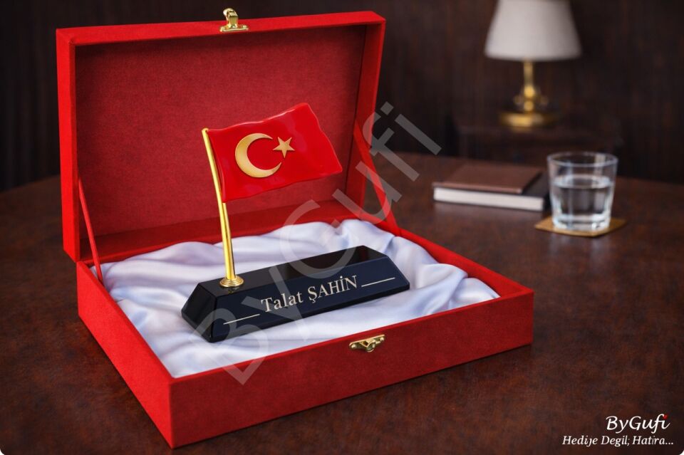 ByGufi Kişiye Özel Hediye Metal Türk Bayrağı