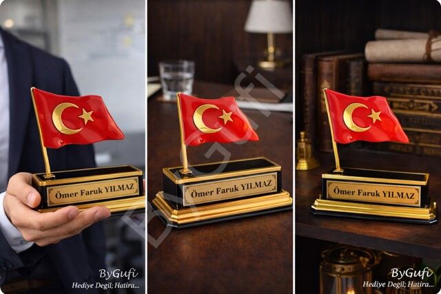 ByGufi Kişiye Özel Hediye Metal Türk Bayrağı 2
