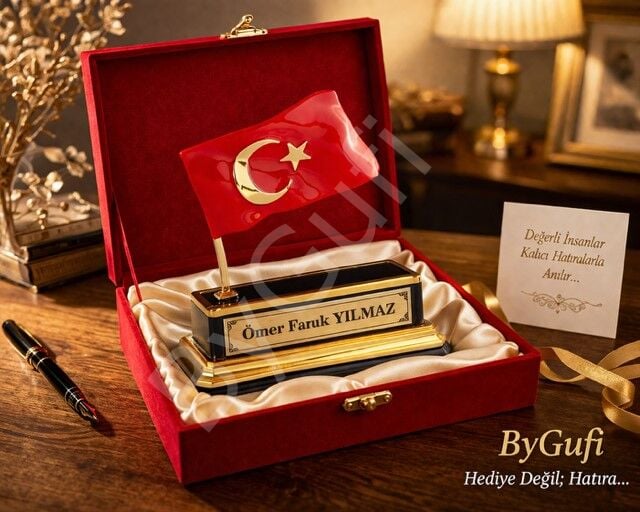 ByGufi Kişiye Özel Hediye Metal Türk Bayrağı 2