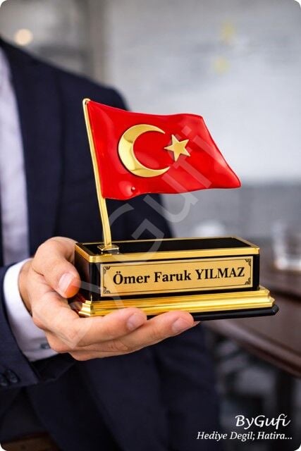 ByGufi Kişiye Özel Hediye Metal Türk Bayrağı 2
